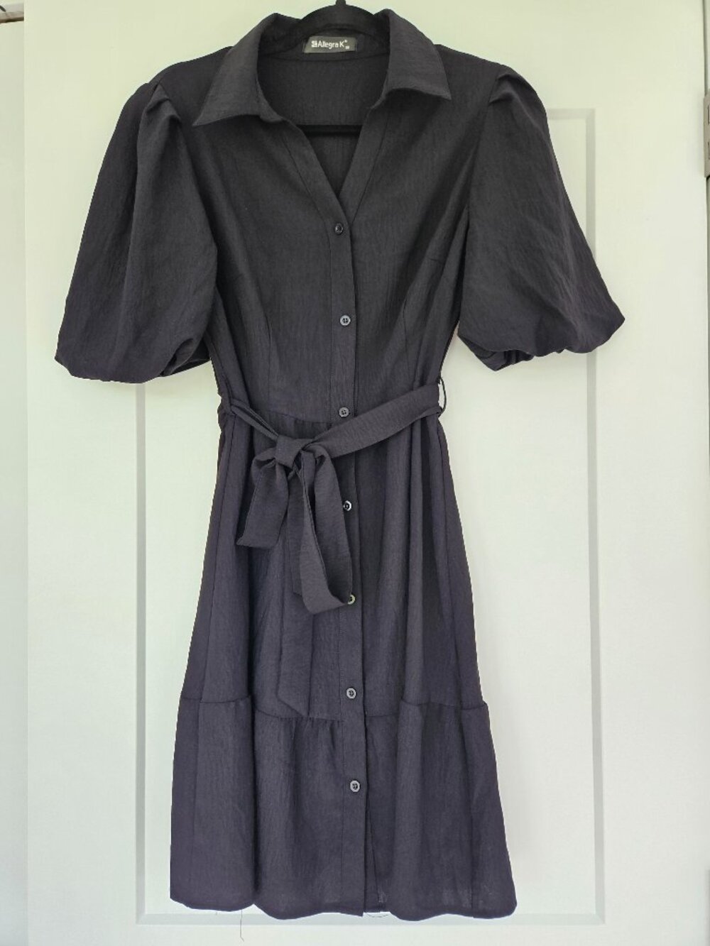Black dress with puff sleeve